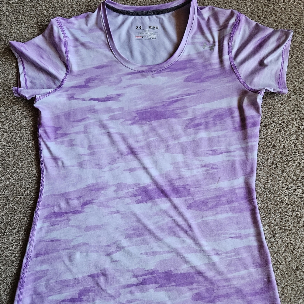 Under Armour | Fitted Sonic Tee Shirt Purple Camo | Size Medium 